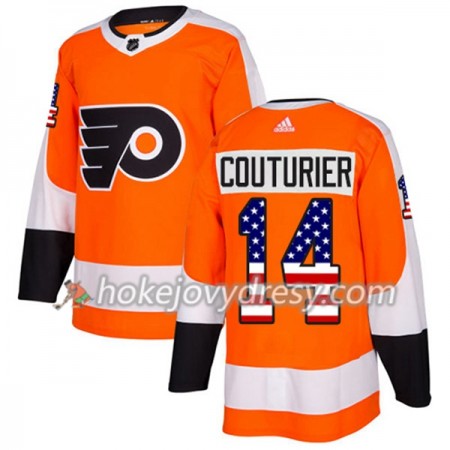 Pánské Hokejový Dres Philadelphia Flyers Sean Couturier 14 2017-2018 USA Flag Fashion Oranžová Adidas Authentic